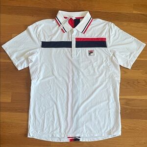 Fila Men's Performance Tennis Polo Shirt with Red and Navy Accents